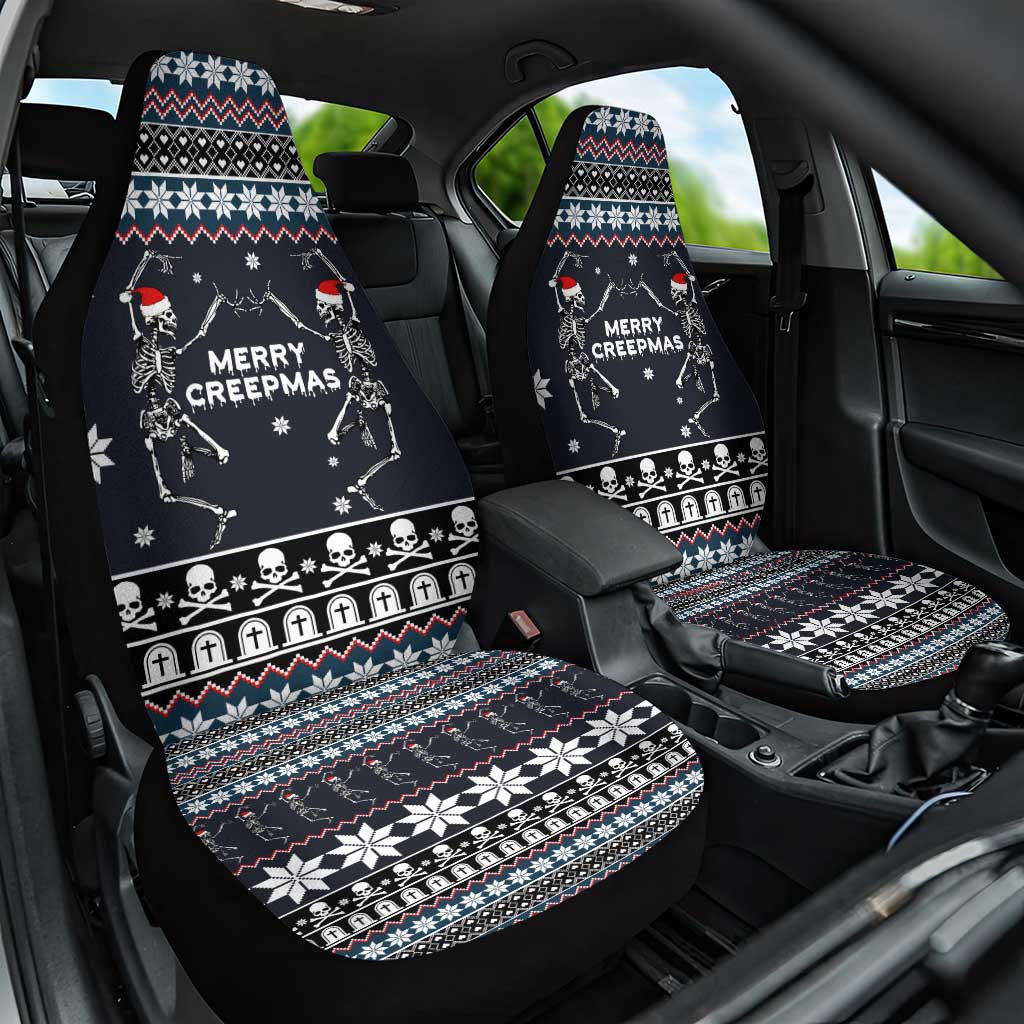 Skeleton Merry Creepmas Christmas Car Seat Cover Xmas Holiday Patterns - Wonder Print Shop