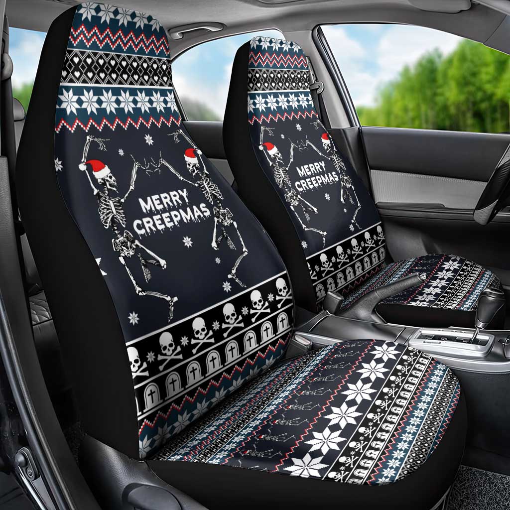 Skeleton Merry Creepmas Christmas Car Seat Cover Xmas Holiday Patterns - Wonder Print Shop