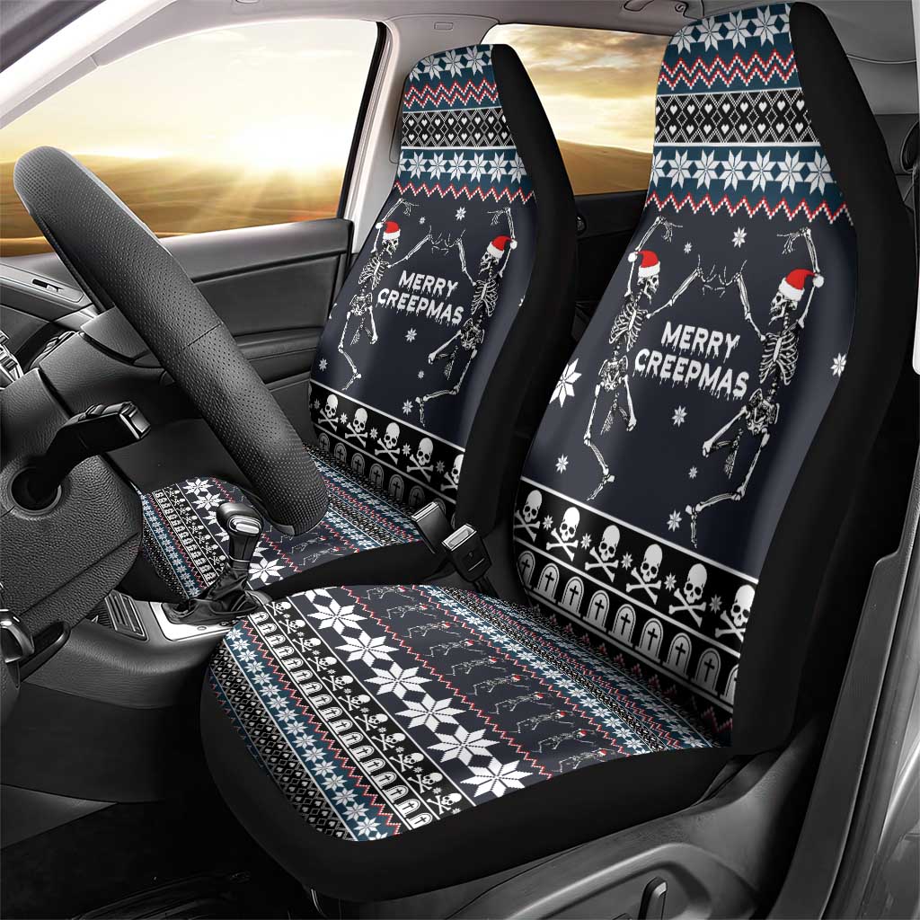 Skeleton Merry Creepmas Christmas Car Seat Cover Xmas Holiday Patterns - Wonder Print Shop