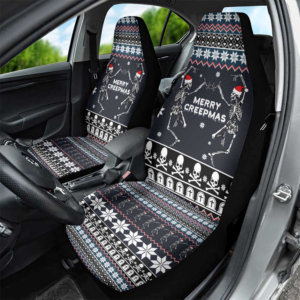 Skeleton Merry Creepmas Christmas Car Seat Cover Xmas Holiday Patterns - Wonder Print Shop