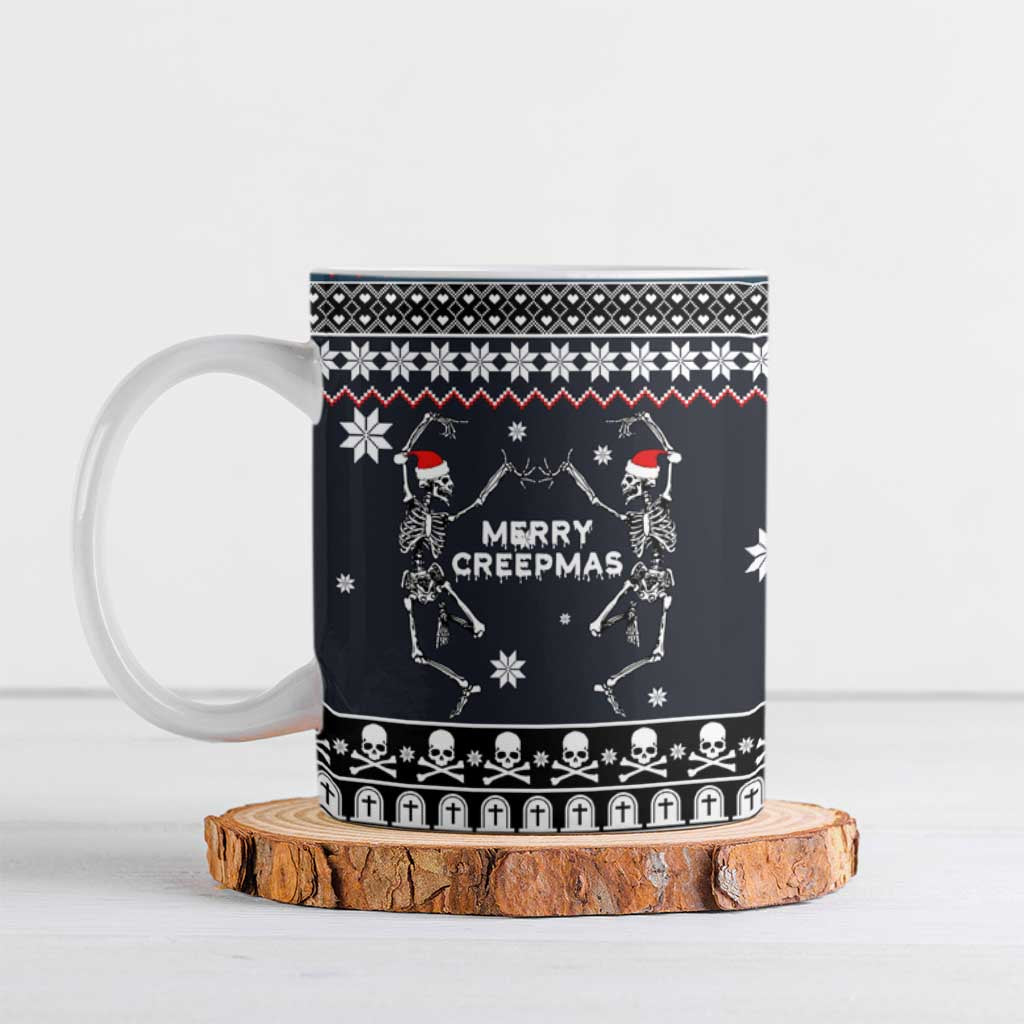 Skeleton Merry Creepmas Christmas Ceramic Mug Xmas Holiday Patterns - Wonder Print Shop