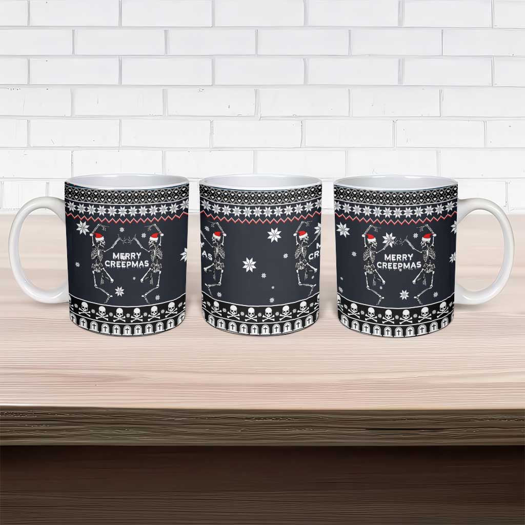 Skeleton Merry Creepmas Christmas Ceramic Mug Xmas Holiday Patterns - Wonder Print Shop