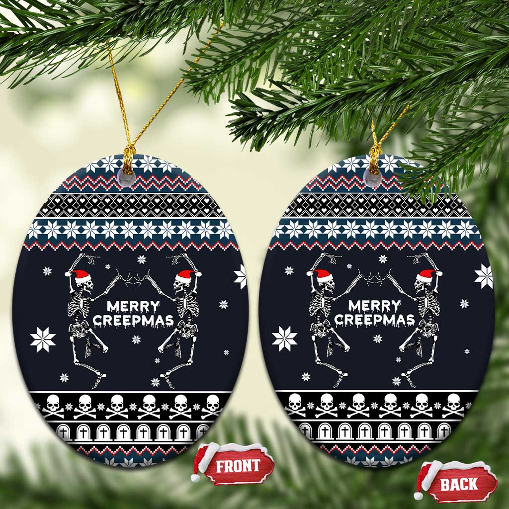 Skeleton Merry Creepmas Christmas Ceramic Ornament Xmas Holiday Patterns - Wonder Print Shop