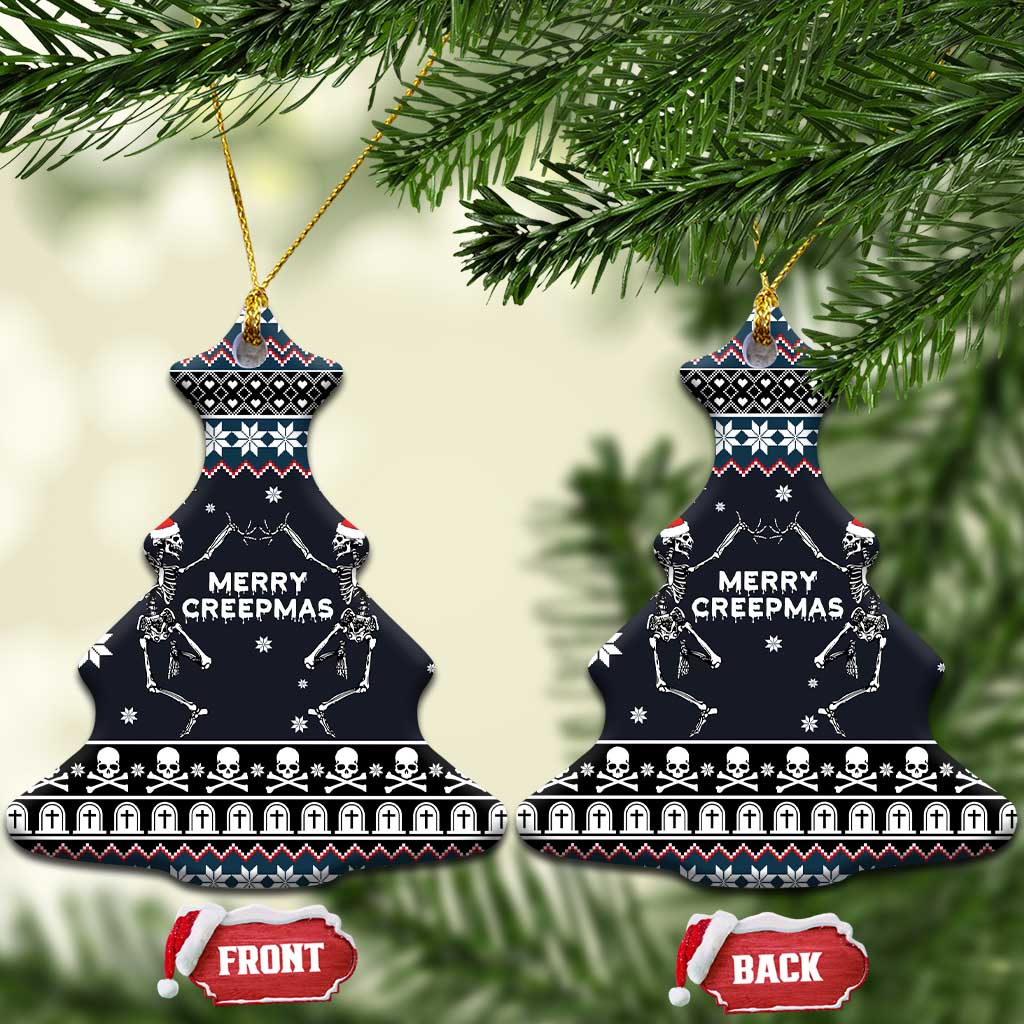 Skeleton Merry Creepmas Christmas Ceramic Ornament Xmas Holiday Patterns - Wonder Print Shop