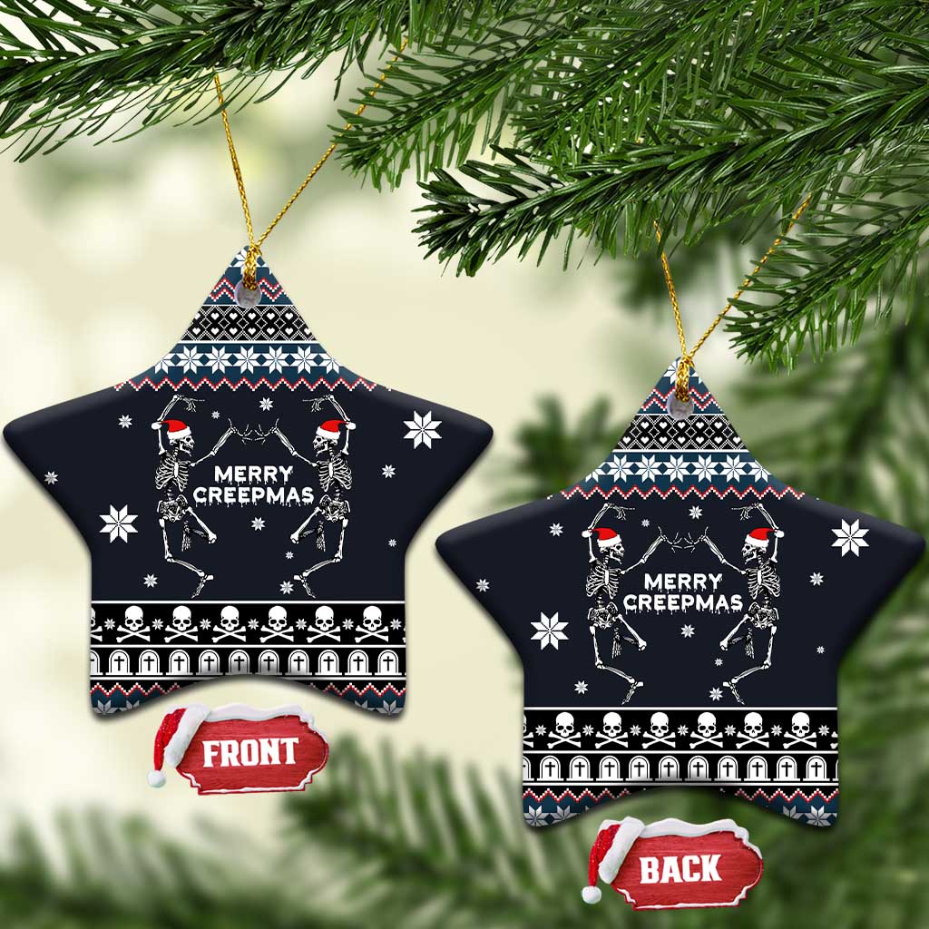 Skeleton Merry Creepmas Christmas Ceramic Ornament Xmas Holiday Patterns - Wonder Print Shop