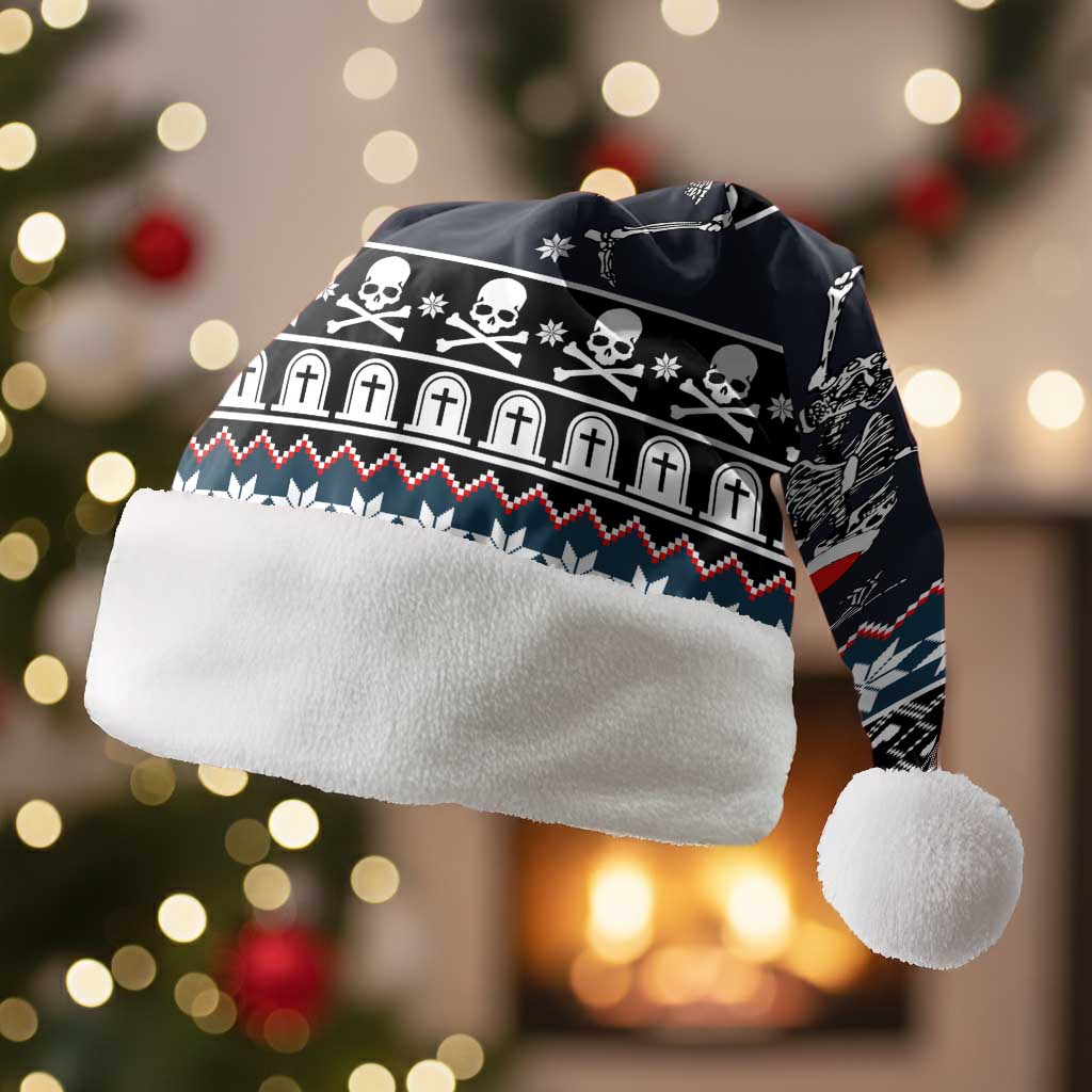 Skeleton Merry Creepmas Christmas Santa Hat Xmas Holiday Patterns - Wonder Print Shop