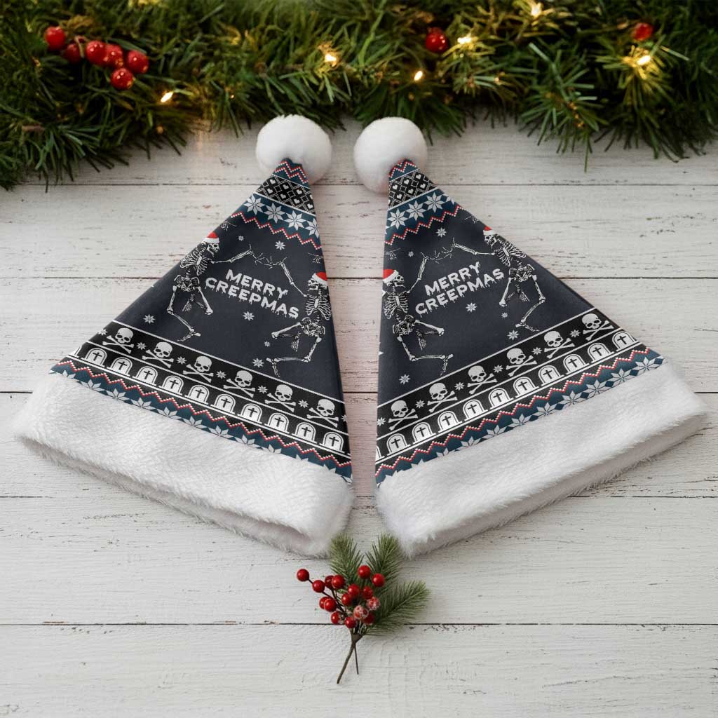 Skeleton Merry Creepmas Christmas Santa Hat Xmas Holiday Patterns - Wonder Print Shop