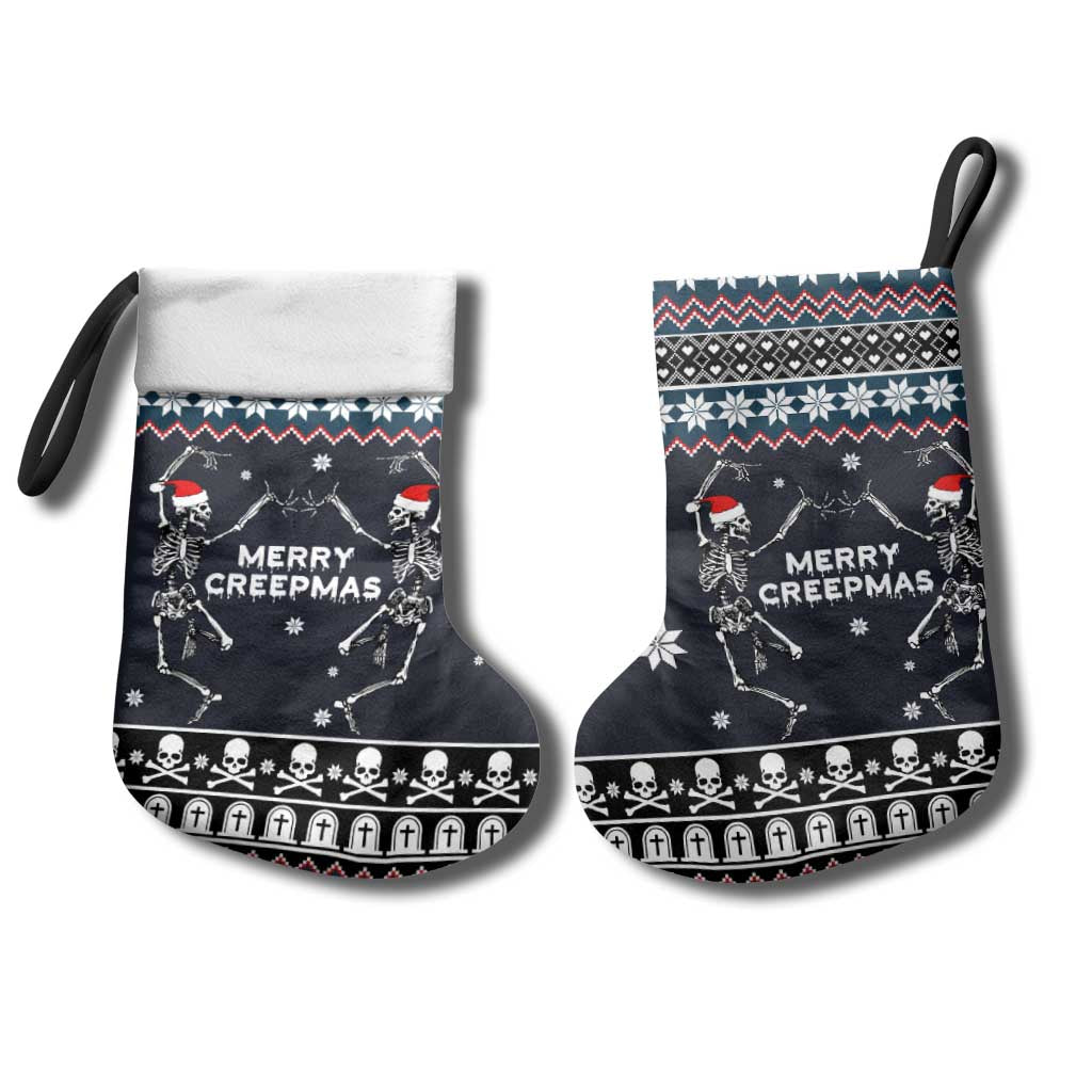 Skeleton Merry Creepmas Christmas Stocking Xmas Holiday Patterns - Wonder Print Shop