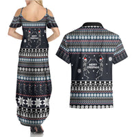 Skeleton Merry Creepmas Christmas Couples Matching Summer Maxi Dress and Hawaiian Shirt Xmas Holiday Patterns - Wonder Print Shop