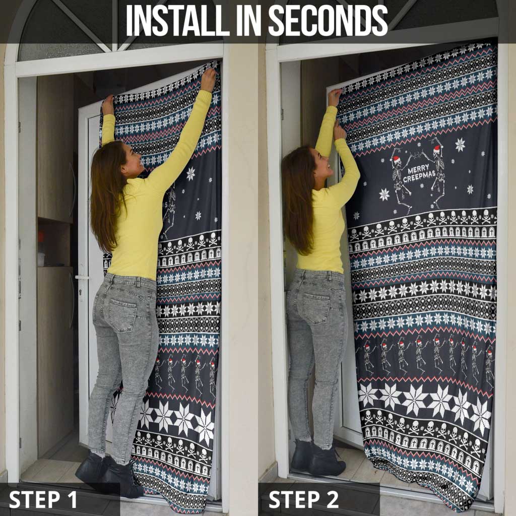 Skeleton Merry Creepmas Christmas Door Cover Xmas Holiday Patterns - Wonder Print Shop