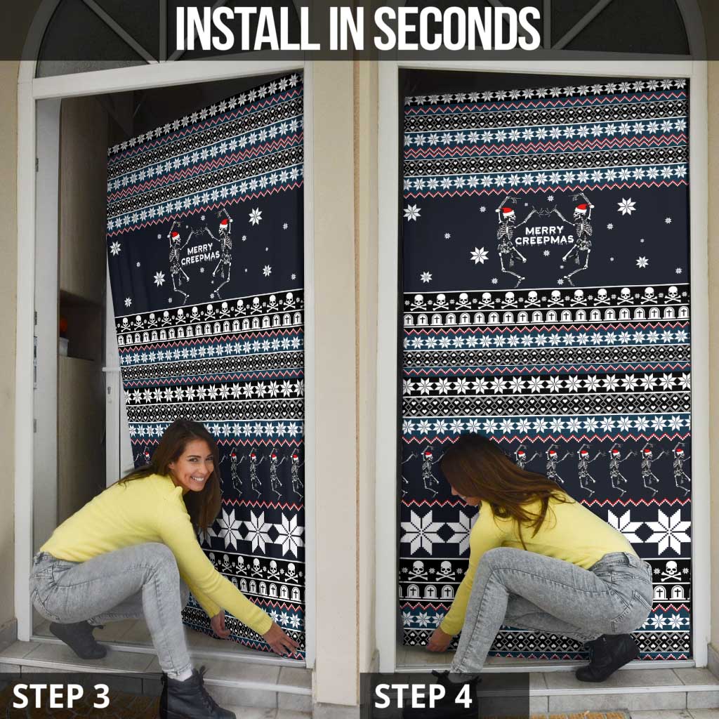 Skeleton Merry Creepmas Christmas Door Cover Xmas Holiday Patterns - Wonder Print Shop