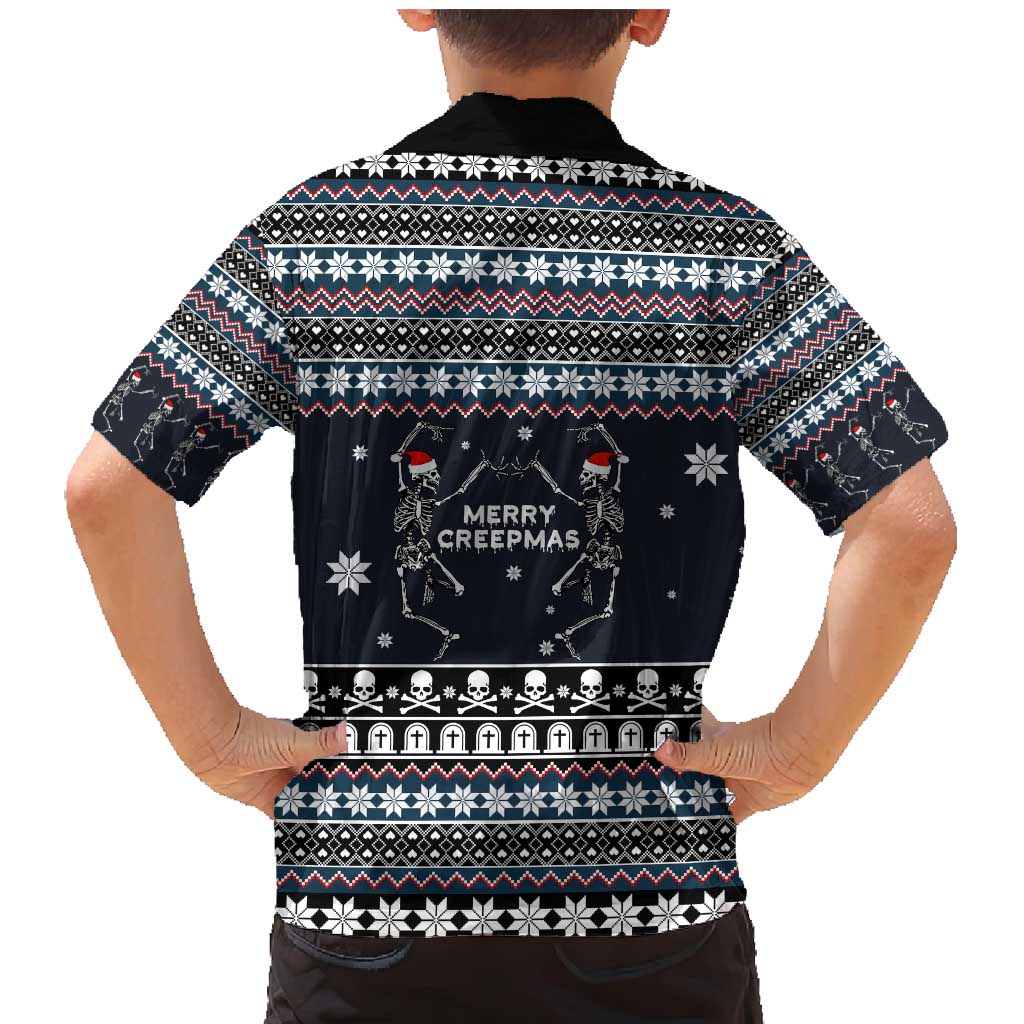 Skeleton Merry Creepmas Christmas Family Matching Mermaid Dress and Hawaiian Shirt Xmas Holiday Patterns - Wonder Print Shop