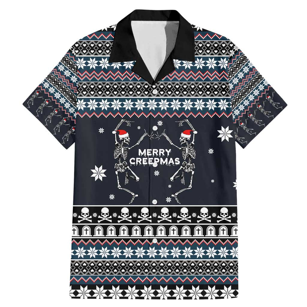 Skeleton Merry Creepmas Christmas Family Matching Mermaid Dress and Hawaiian Shirt Xmas Holiday Patterns - Wonder Print Shop