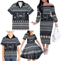 Skeleton Merry Creepmas Christmas Family Matching Off The Shoulder Long Sleeve Dress and Hawaiian Shirt Xmas Holiday Patterns - Wonder Print Shop