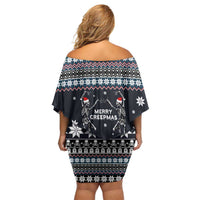 Skeleton Merry Creepmas Christmas Family Matching Off Shoulder Short Dress and Hawaiian Shirt Xmas Holiday Patterns - Wonder Print Shop
