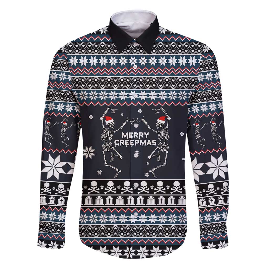 Skeleton Merry Creepmas Christmas Family Matching Puletasi and Hawaiian Shirt Xmas Holiday Patterns - Wonder Print Shop