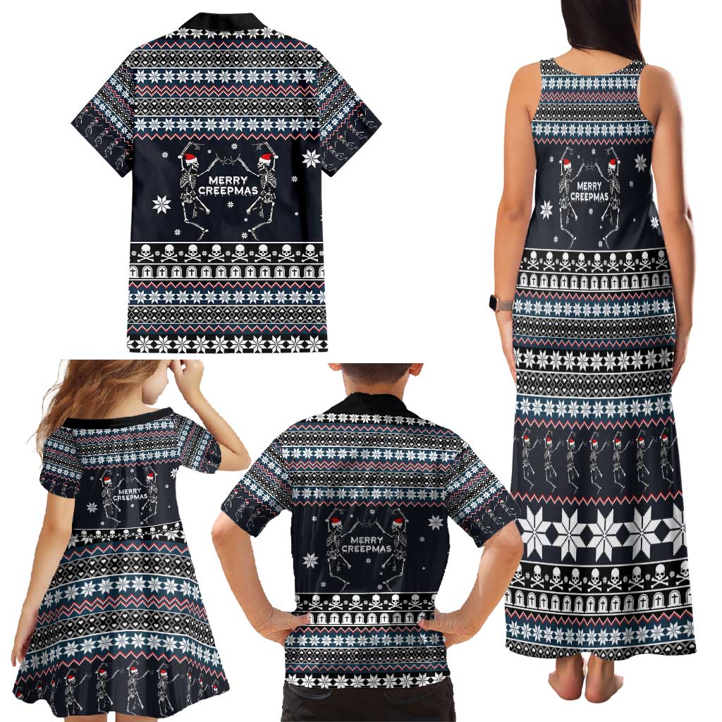 Skeleton Merry Creepmas Christmas Family Matching Tank Maxi Dress and Hawaiian Shirt Xmas Holiday Patterns - Wonder Print Shop
