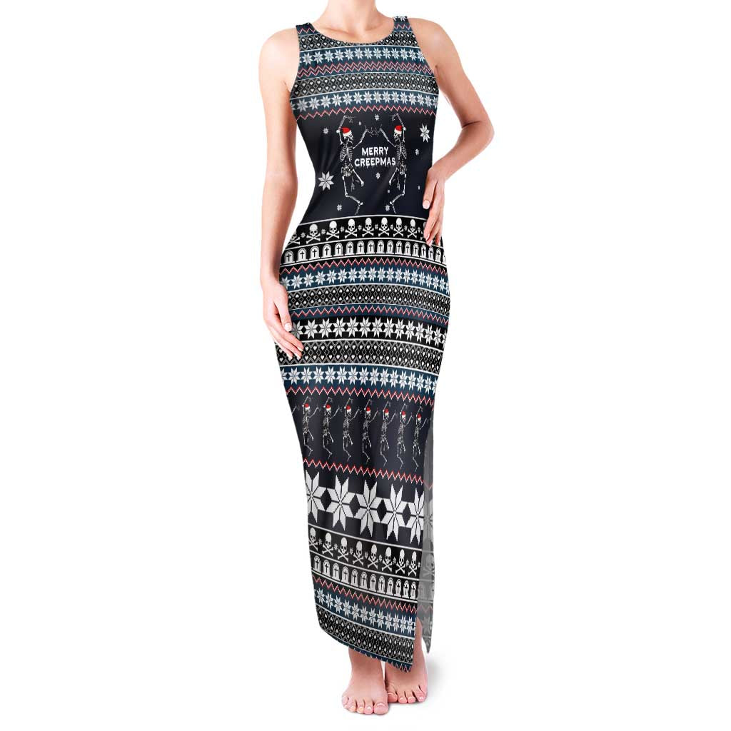 Skeleton Merry Creepmas Christmas Family Matching Tank Maxi Dress and Hawaiian Shirt Xmas Holiday Patterns - Wonder Print Shop