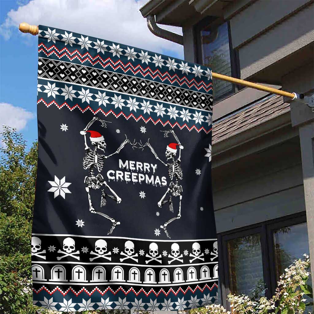 Skeleton Merry Creepmas Christmas Garden Flag Xmas Holiday Patterns - Wonder Print Shop