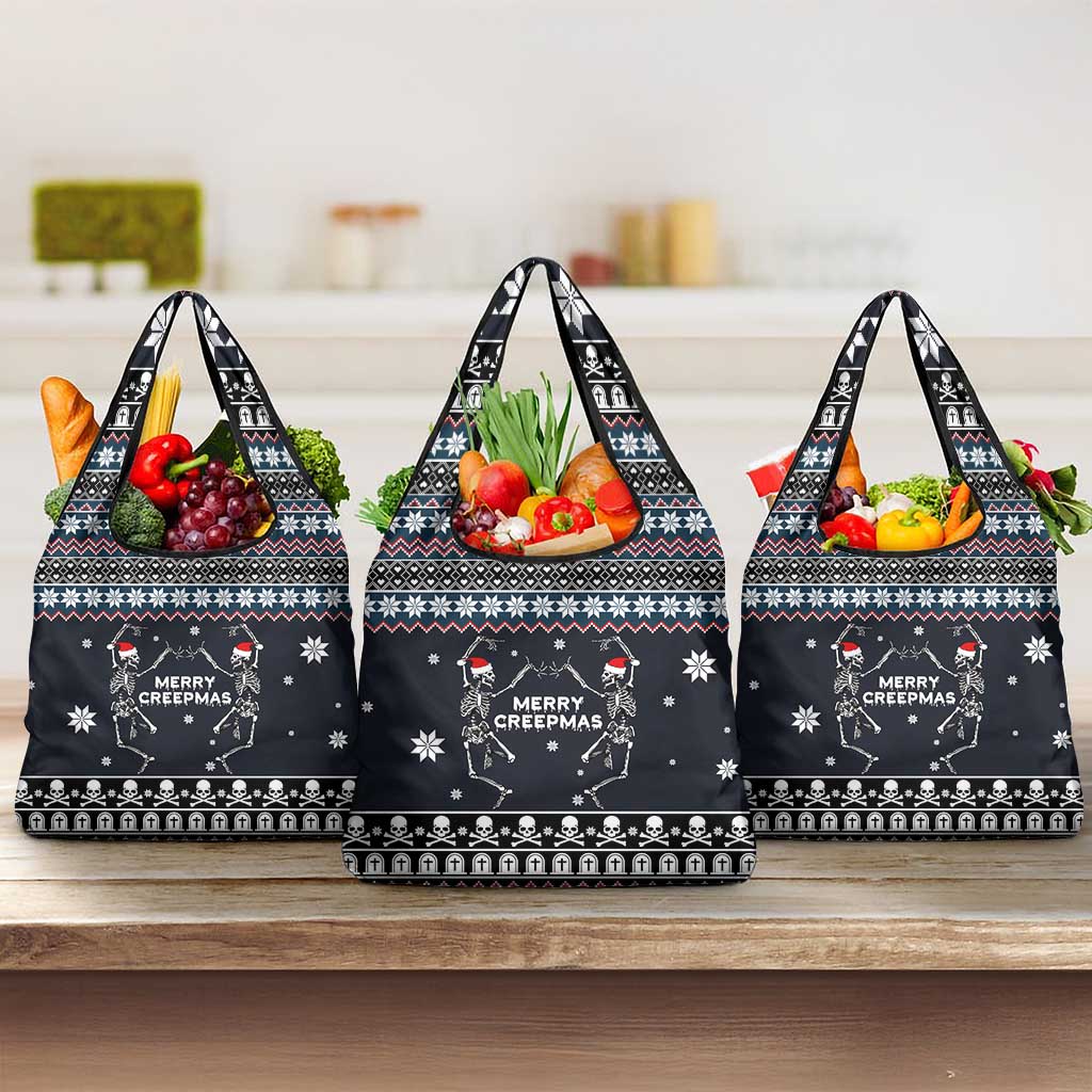 Skeleton Merry Creepmas Christmas Grocery Bag Xmas Holiday Patterns - Wonder Print Shop