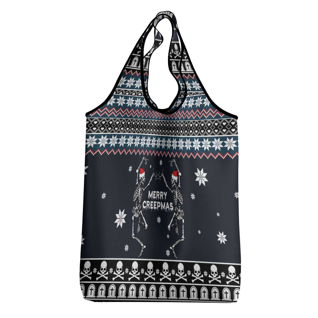 Skeleton Merry Creepmas Christmas Grocery Bag Xmas Holiday Patterns - Wonder Print Shop