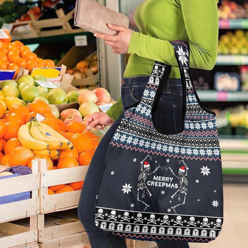Skeleton Merry Creepmas Christmas Grocery Bag Xmas Holiday Patterns - Wonder Print Shop