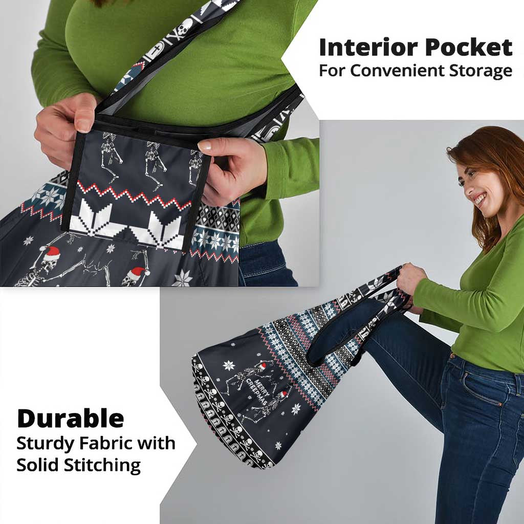 Skeleton Merry Creepmas Christmas Grocery Bag Xmas Holiday Patterns - Wonder Print Shop