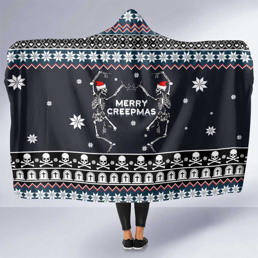 Skeleton Merry Creepmas Christmas Hooded Blanket Xmas Holiday Patterns - Wonder Print Shop