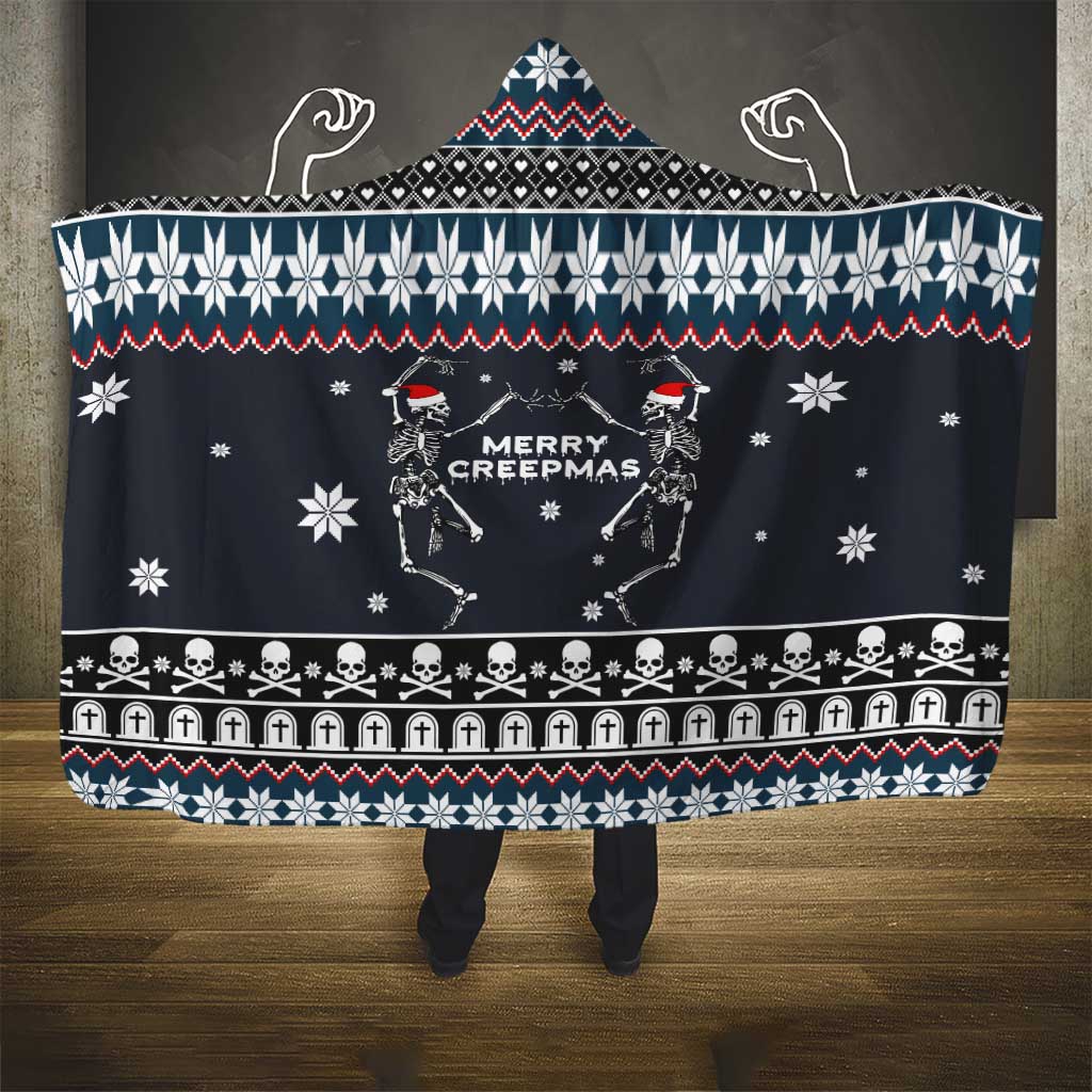 Skeleton Merry Creepmas Christmas Hooded Blanket Xmas Holiday Patterns - Wonder Print Shop
