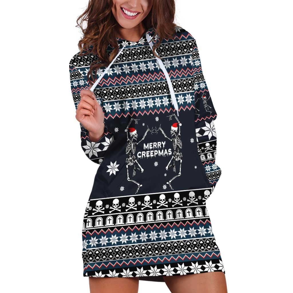 Skeleton Merry Creepmas Christmas Hoodie Dress Xmas Holiday Patterns - Wonder Print Shop
