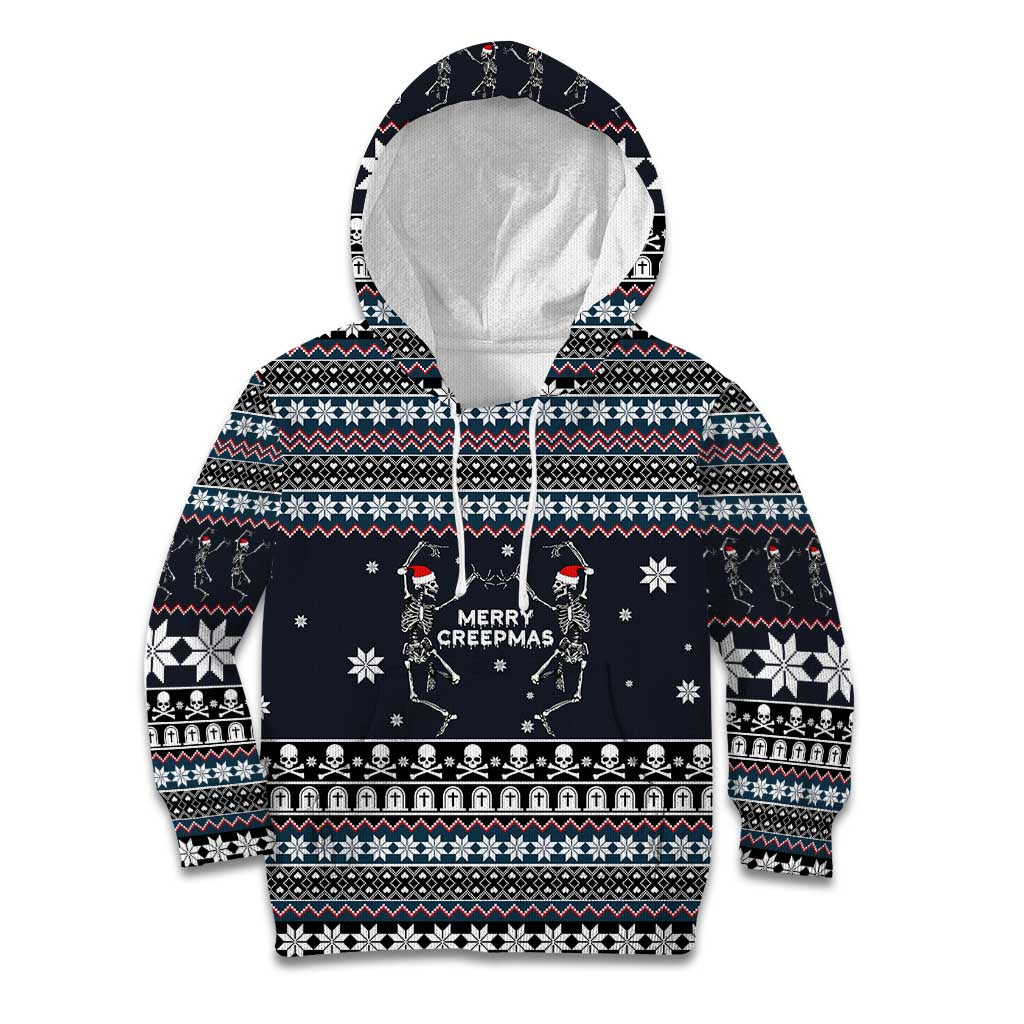 Skeleton Merry Creepmas Christmas Kid Hoodie Xmas Holiday Patterns - Wonder Print Shop
