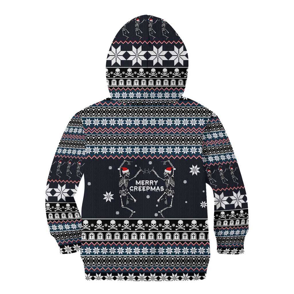 Skeleton Merry Creepmas Christmas Kid Hoodie Xmas Holiday Patterns - Wonder Print Shop
