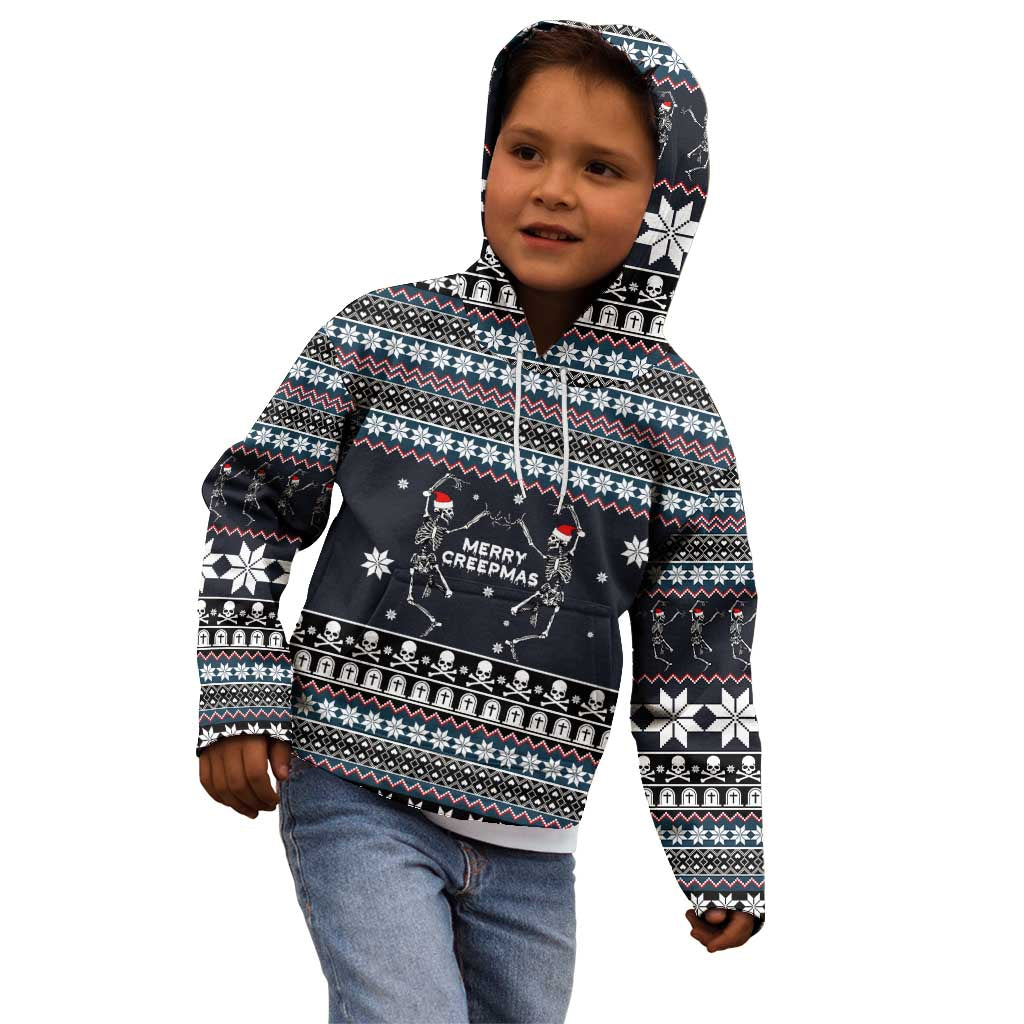 Skeleton Merry Creepmas Christmas Kid Hoodie Xmas Holiday Patterns - Wonder Print Shop