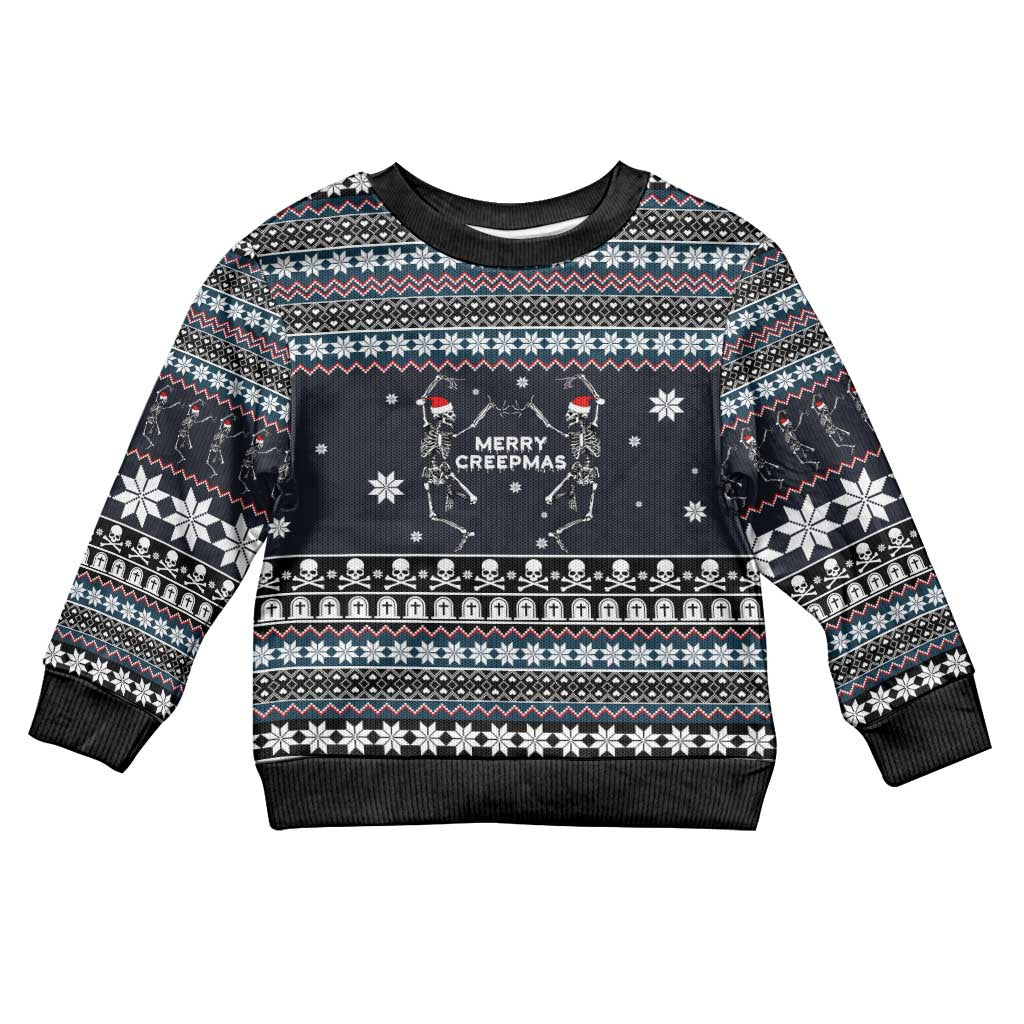 Skeleton Merry Creepmas Christmas Kid Ugly Christmas Sweater Xmas Holiday Patterns - Wonder Print Shop