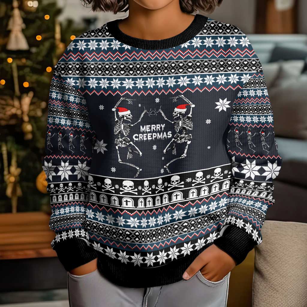 Skeleton Merry Creepmas Christmas Kid Ugly Christmas Sweater Xmas Holiday Patterns - Wonder Print Shop