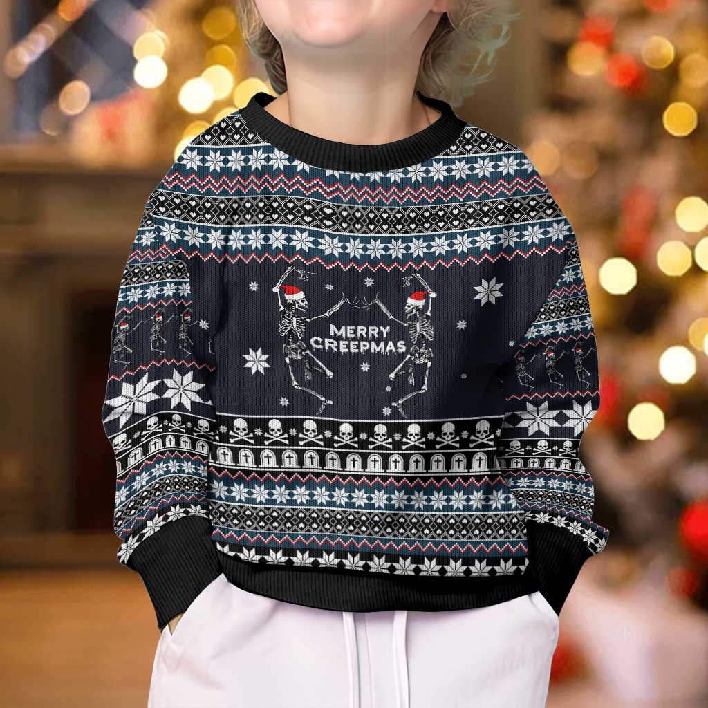 Skeleton Merry Creepmas Christmas Kid Ugly Christmas Sweater Xmas Holiday Patterns - Wonder Print Shop