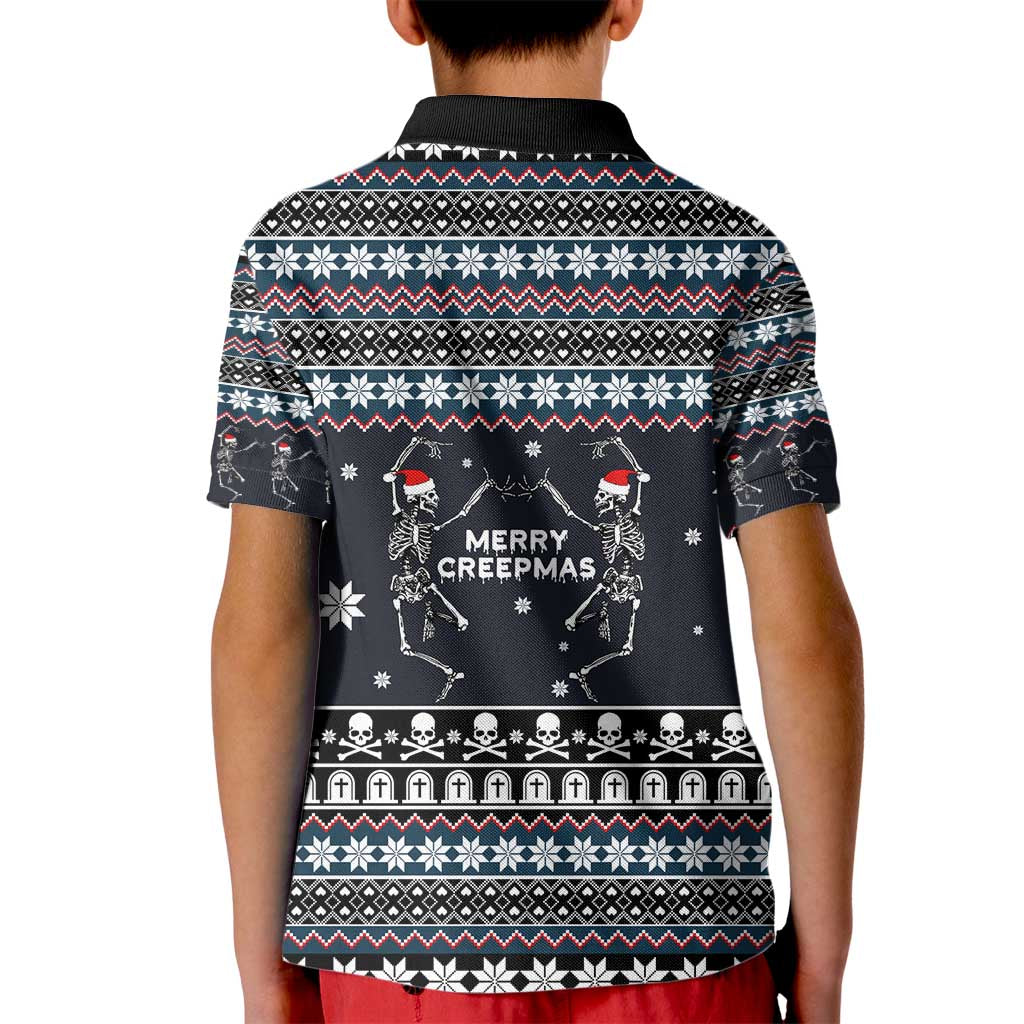 Skeleton Merry Creepmas Christmas Kid Polo Shirt Xmas Holiday Patterns - Wonder Print Shop