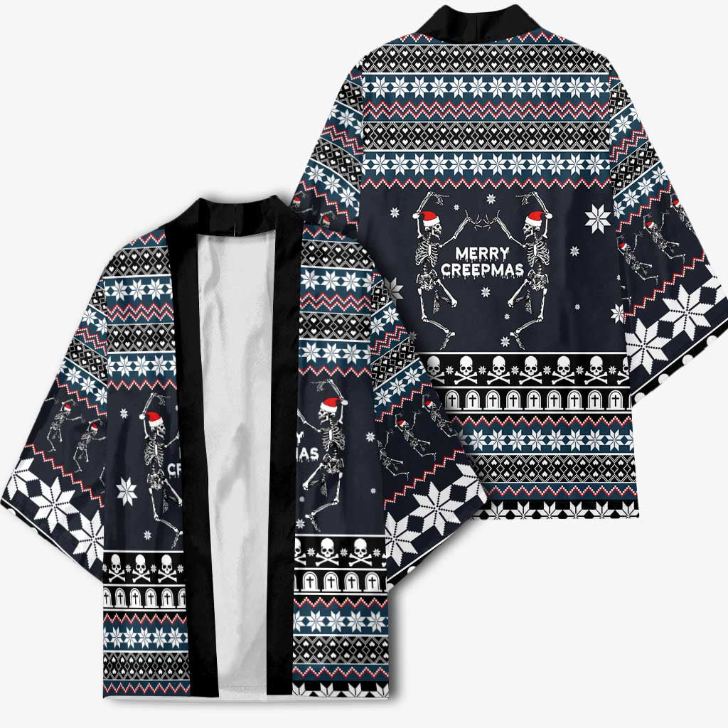 Skeleton Merry Creepmas Christmas Kimono Xmas Holiday Patterns - Wonder Print Shop