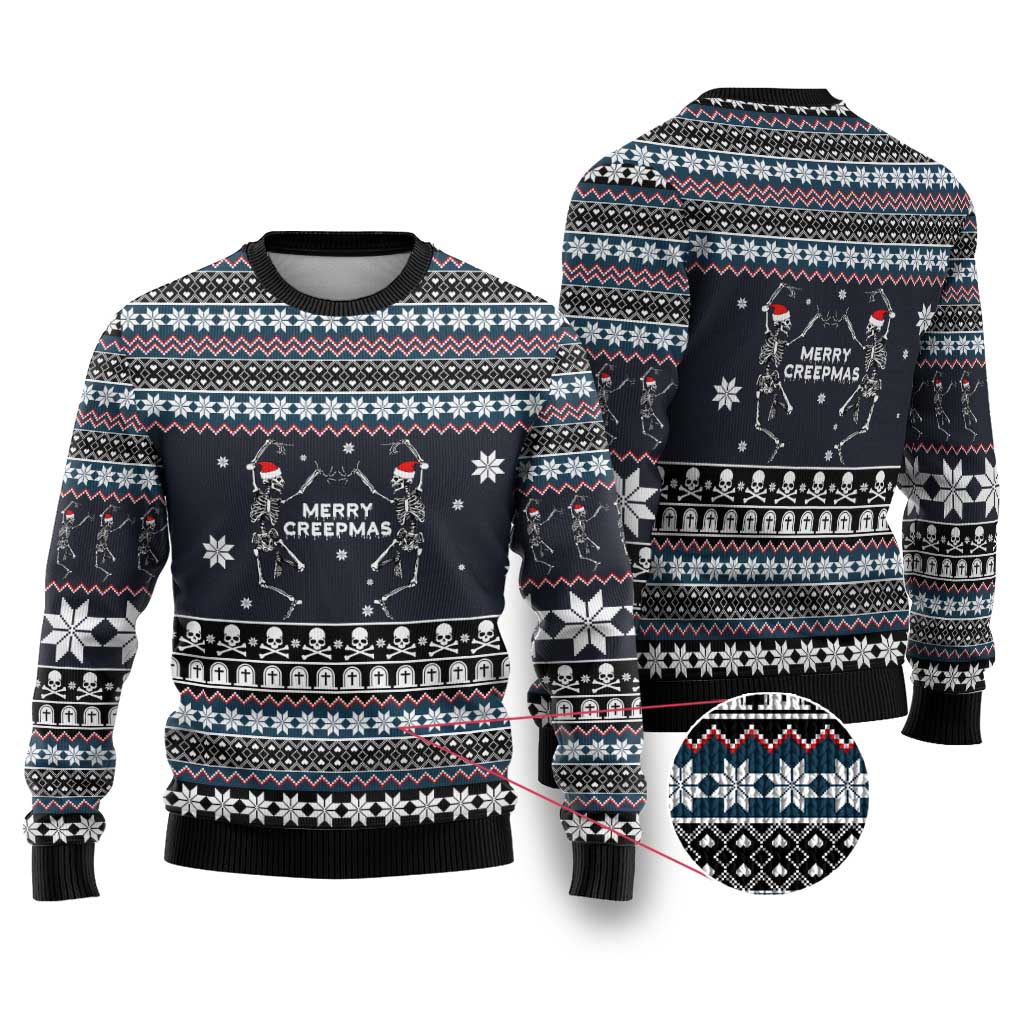 Skeleton Merry Creepmas Christmas Ugly Christmas Sweater Xmas Holiday Patterns - Wonder Print Shop