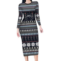 Skeleton Merry Creepmas Christmas Long Sleeve Bodycon Dress Xmas Holiday Patterns - Wonder Print Shop