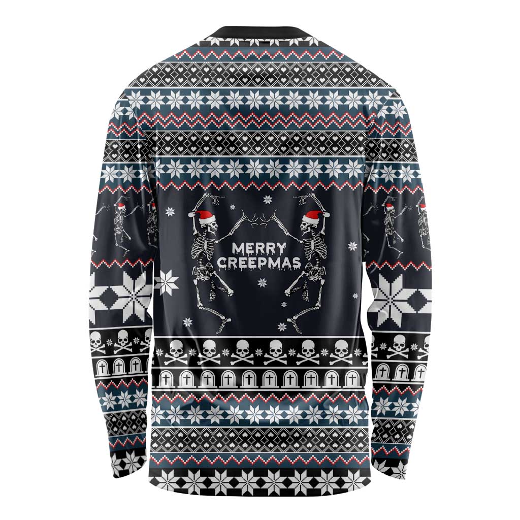 Skeleton Merry Creepmas Christmas Long Sleeve Shirt Xmas Holiday Patterns - Wonder Print Shop