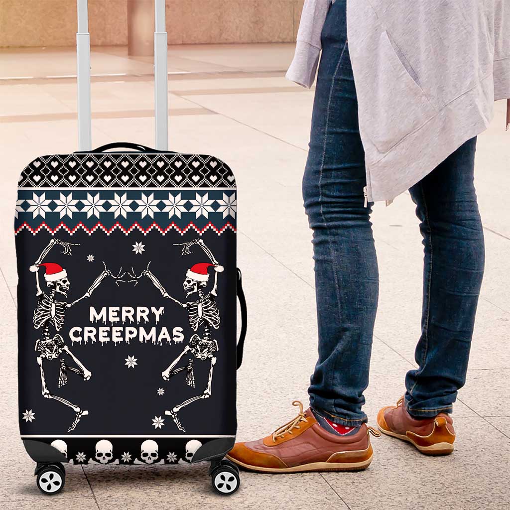 Skeleton Merry Creepmas Christmas Luggage Cover Xmas Holiday Patterns - Wonder Print Shop