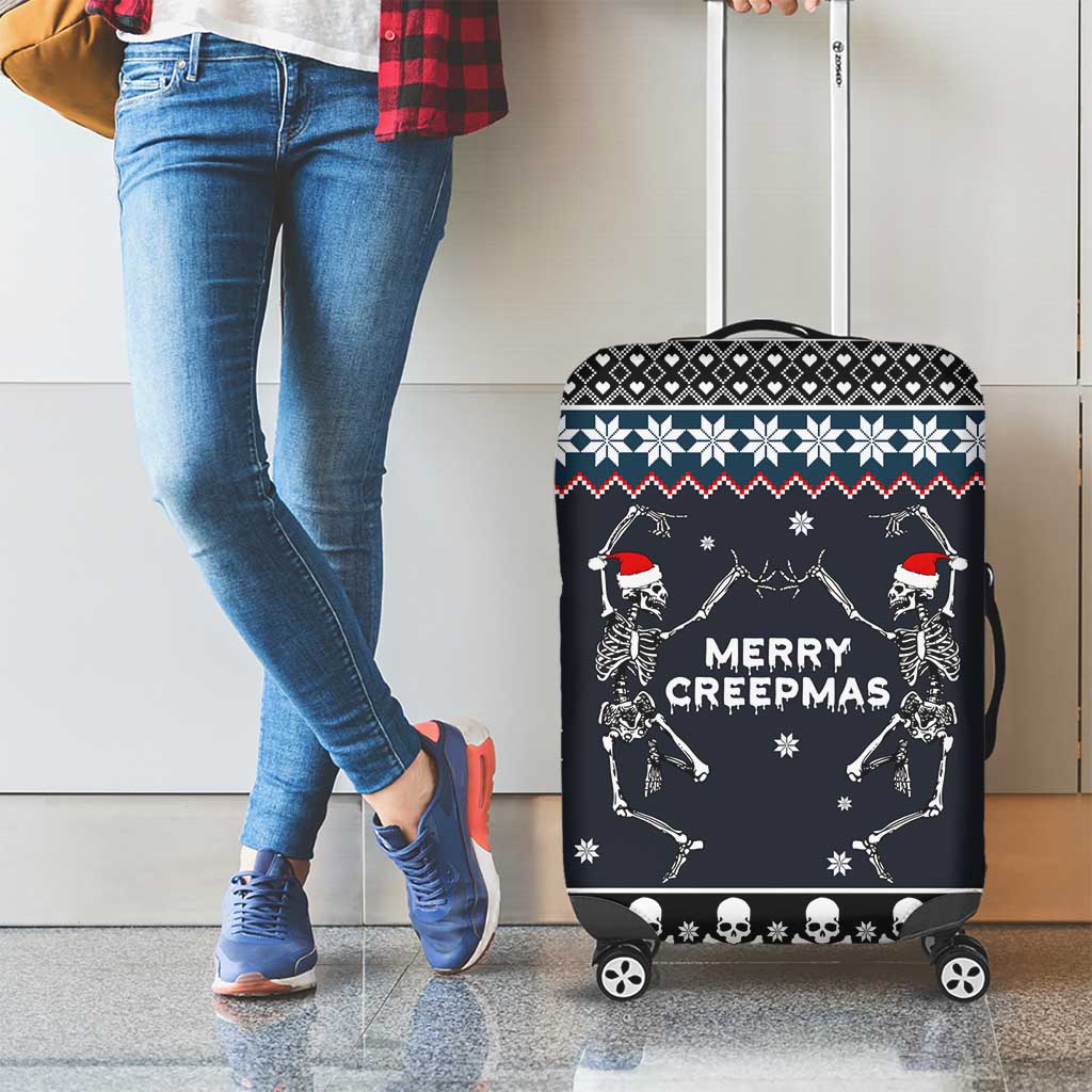 Skeleton Merry Creepmas Christmas Luggage Cover Xmas Holiday Patterns - Wonder Print Shop