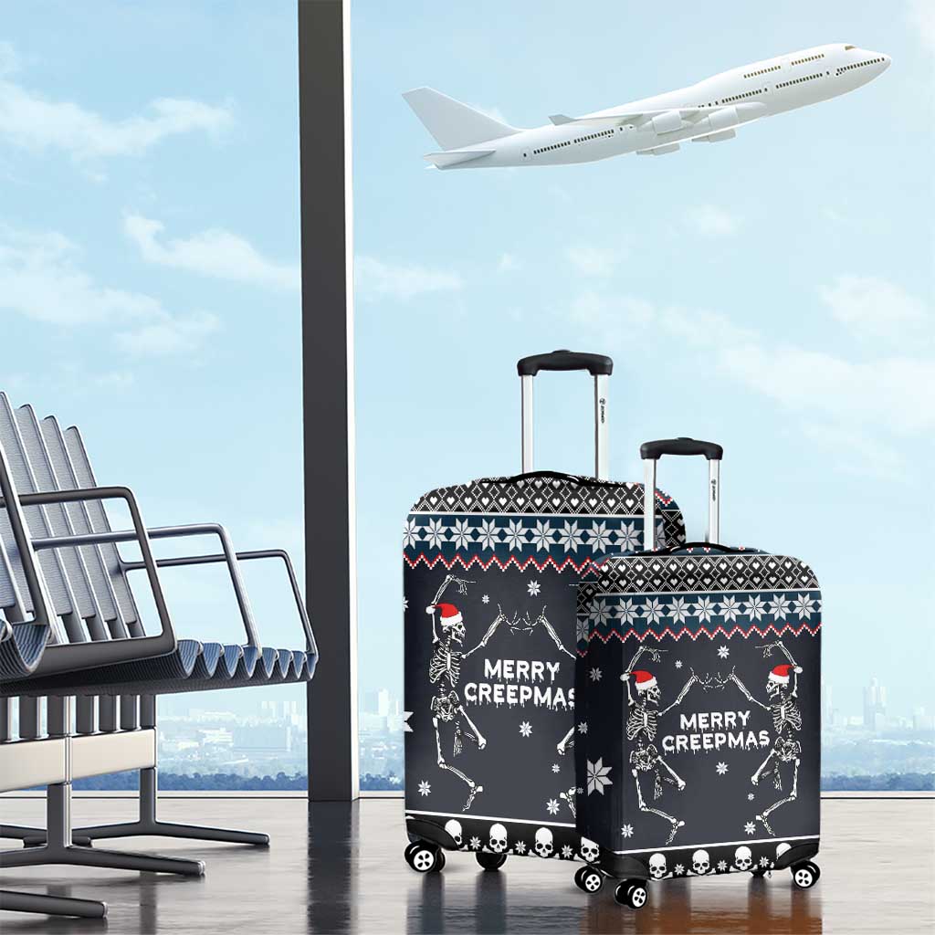 Skeleton Merry Creepmas Christmas Luggage Cover Xmas Holiday Patterns - Wonder Print Shop