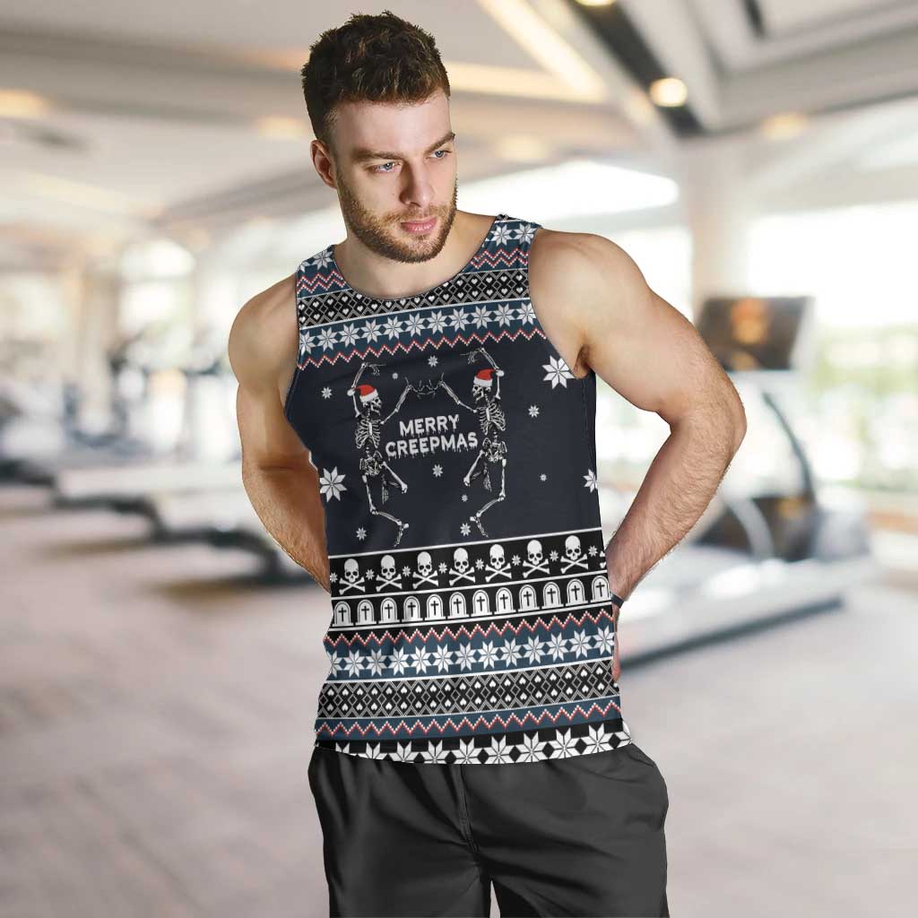 Skeleton Merry Creepmas Christmas Men Tank Top Xmas Holiday Patterns - Wonder Print Shop