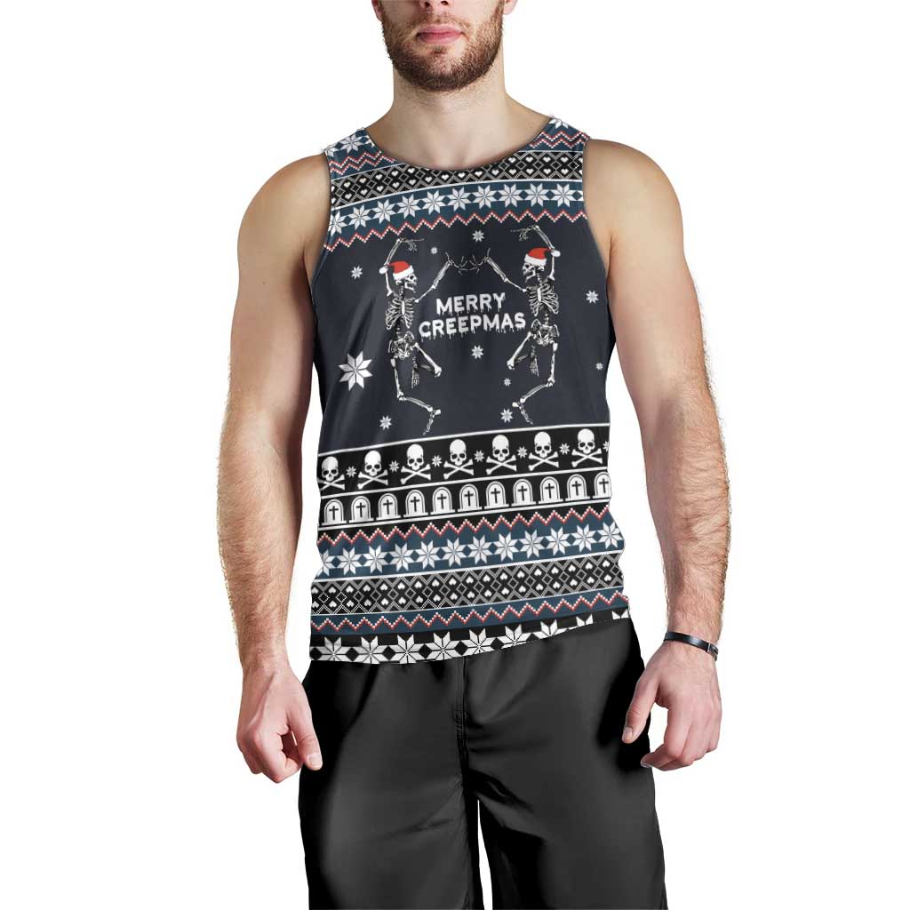 Skeleton Merry Creepmas Christmas Men Tank Top Xmas Holiday Patterns - Wonder Print Shop