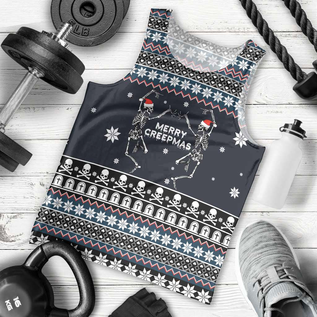 Skeleton Merry Creepmas Christmas Men Tank Top Xmas Holiday Patterns - Wonder Print Shop