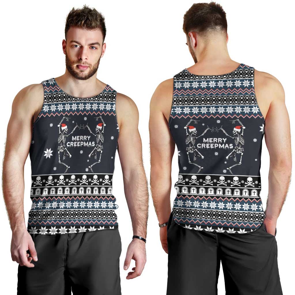 Skeleton Merry Creepmas Christmas Men Tank Top Xmas Holiday Patterns - Wonder Print Shop
