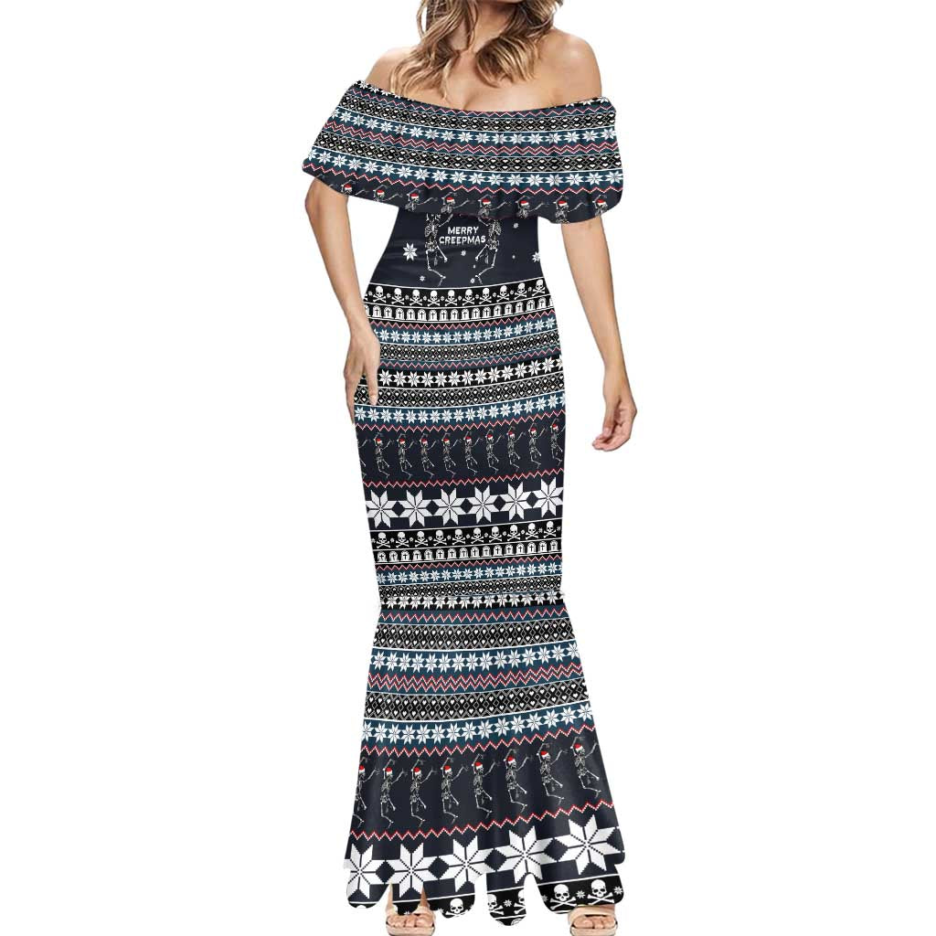 Skeleton Merry Creepmas Christmas Mermaid Dress Xmas Holiday Patterns - Wonder Print Shop