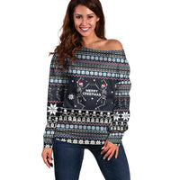 Skeleton Merry Creepmas Christmas Off Shoulder Sweater Xmas Holiday Patterns - Wonder Print Shop